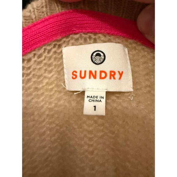 Sundry Cashmere Wool Stripe Knit Sweater – Lightweight Neutral Pullover, Sz1 (S) - Picture 4 of 6